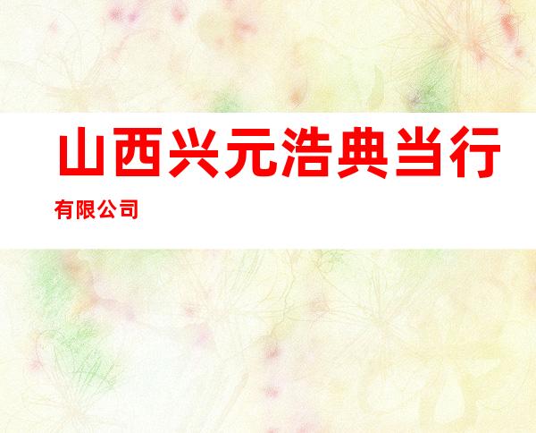 山西兴元浩典当行有限公司