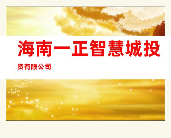 海南一正智慧城投资有限公司